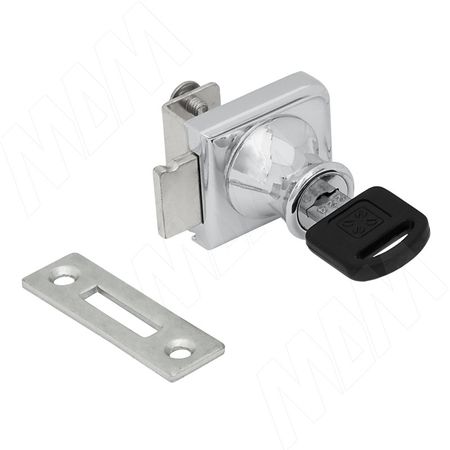Замок-ручка для 1-ой двери, без сверления, выдвижной + отв. планка, хром (407/5 CR)