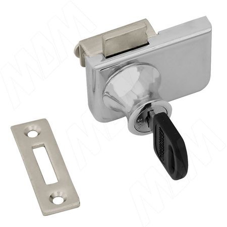 Замок-ручка для 2-х дверей, без сверления, выдвижной + отв. планка, 