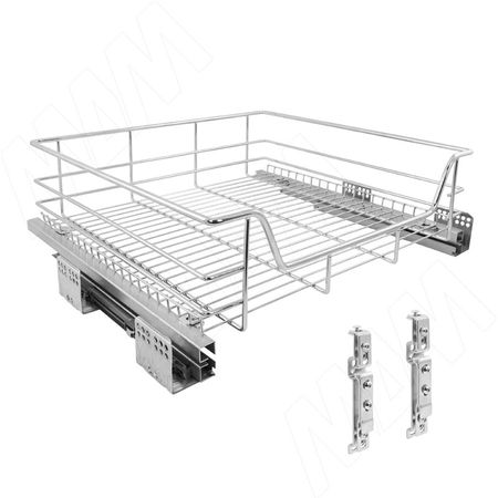 BARRA Корзина одноуровневая 600мм с креп.к фасаду, направляющие полн. выдвижения, плав. закрывания, хром (PKA601SLCH)