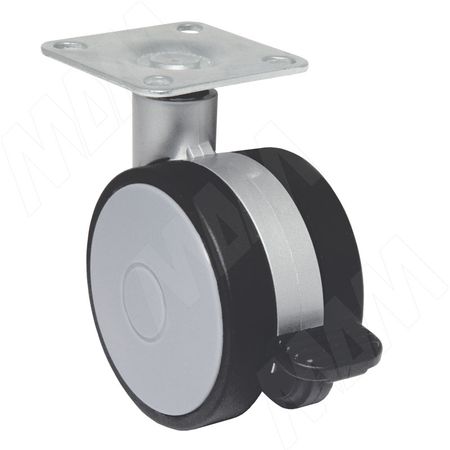 Опора двухколесная с площадкой, D60 мм, со стопором (101.A2 GR)