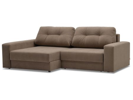 Орматек Угловой диван-кровать Йорк 3 Middle (левый) (Ткань: Велюр Вивальди 22 бежевый) 200x150