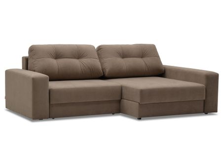 Орматек Угловой диван-кровать Йорк 3 Middle (правый) (Ткань: Велюр Вивальди 22 бежевый) 200x150