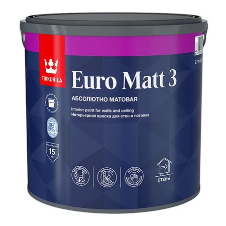 краска акриловая TIKKURILA Euro Matt 3 для стен и потолков база С 2,7л бесцветная, арт.700001116 лорен блэквуд среди проклятых стен