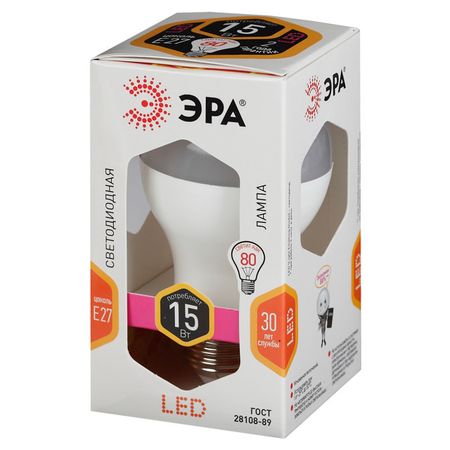 лампа светодиодная ЭРА 15Вт E27 1200Лм 2700K груша