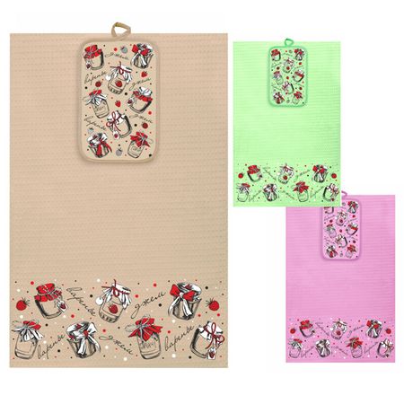 комплект кухонный Лукошко полотенце и прихватка в ассортименте (разные цвета), арт. НК-45-Лукошко