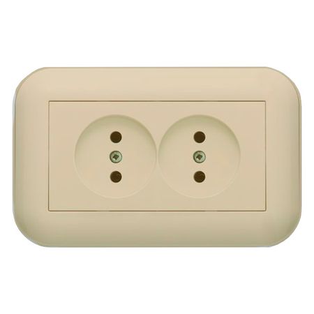розетка 2 поста OVIVO Loft без заземления крем/крафт