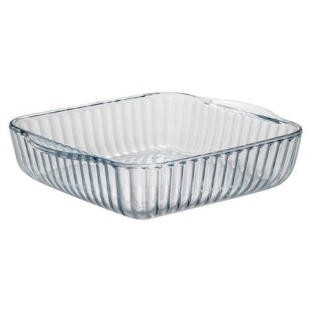 форма для запекания BORCAM 31,7x28x6см 3,2л квадратная рифленая жаропрочное стекло