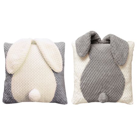 подушка декоративная Кролик 40х40см серая, арт.ПВ-Кролик С сумочка плюшевая кролик мордочка серая 22х26 12 11586 202406 4 bookvalno