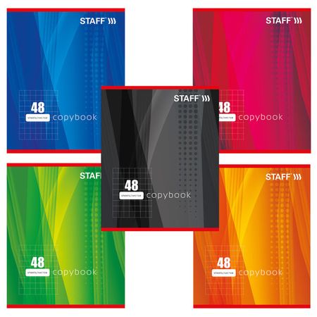 тетрадь 48л клетка STAFF А5 цвет клетка в асс-те тетрадь 48л кл dune прилив карт обл ламинация скрепка