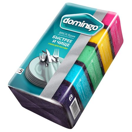 набор губок DOMINGO Brick 5шт 9x6x3см поролон, абразив ежедневник девочки а6 64л пандочка тв переплет обл поролон гл ламинация тисн фольгой