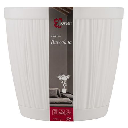 горшок для цветов InGreen BARCELONA 9,6л d27см h24см белый пластик