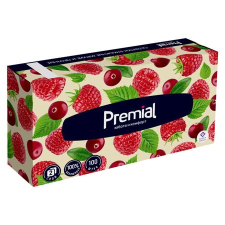 салфетки косметические PREMIAL 2-слойные 100шт белые