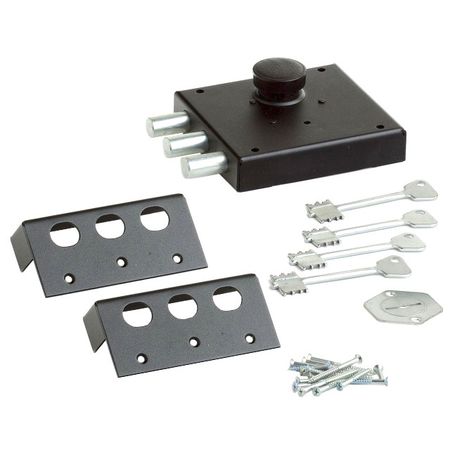 замок накладной БОГАТЫРЬ сувальдный 3 ригеля черный