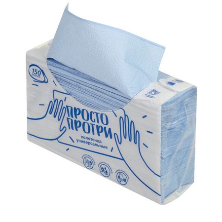 полотенца бумажные  ПРОСТО ПРОТРИ листовые 2-слойные 150листов 21х23см Z-сложения nero 8 просто как дважды два