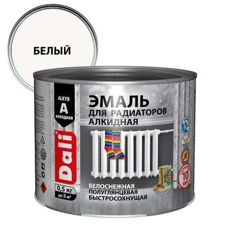 эмаль алкидная DALI для радиаторов 0,5кг белая, арт.80204