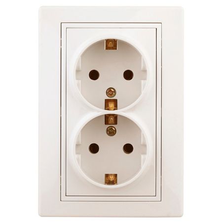 розетка 2 поста INTRO Plano с заземлением слоновая кость