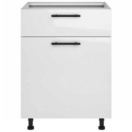 шкаф напольный Белый глянец 820х600х504мм 1 ящик 1 дверь МДФ/ЛДСП