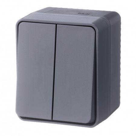 выключатель 2-клавишный Atlas Design Profi54 антрацит