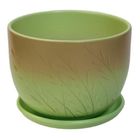 горшок керамический с поддоном Шар с рисунком 1,05л d14см градиент бежево-зеленый для карточек unicorn ballerina зеленый градиент дк2018 141