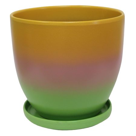 горшок керамический с поддоном Овал 4,7л d18см градиент для карточек unicorn ballerina зеленый градиент дк2018 141