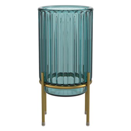 подсвечник QWERTY Elektra 9х13,5см на матовой подставке стекло аквамарин