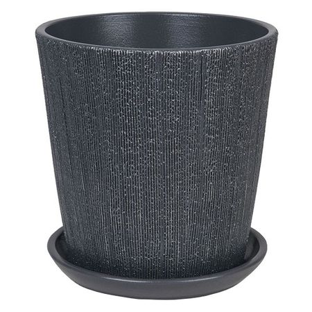 горшок керамический с поддоном Меланж 5,6л d22см h22,5см конус графит