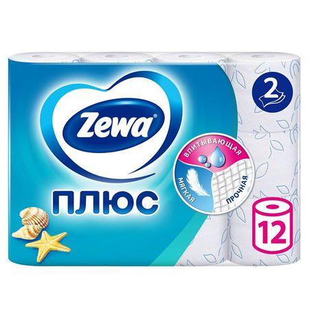бумага туалетная ZEWA Плюс 12шт в уп. 2-слойные 184 листов аромат свежесть океана