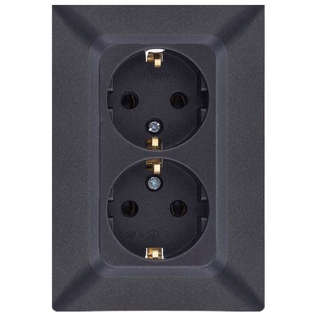 розетка 2 поста NE-AD Aras с/з 16А 250В металлик черный