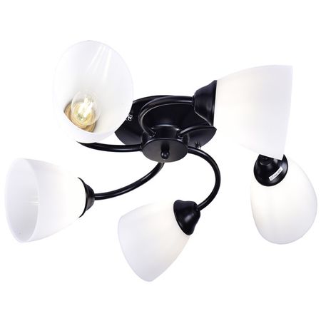 люстра потолочная РОССВЕТ Люпин 5х20Вт Е27 черный металл пластик