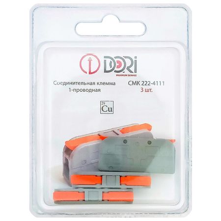 клемма проходная DORI с рычажком 1х4мм.кв 3шт серый