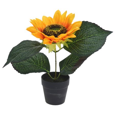 растение искусственное в горшке Подсолнух 22см