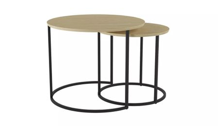 Орматек Стол журнальный Лесли (Металл + МДФ Черный/Дуб янтарный) 61x61