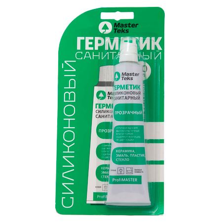 герметик силиконовый MASTERTEKS PM санитарный бесцветный 80мл, арт.9612960