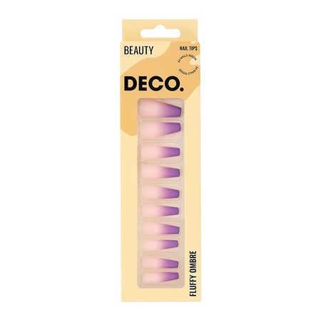 Набор накладных ногтей с клеевыми стикерами DECO. FLUFFY OMBRE violet ombre 24 шт + клеевые стикеры 24 шт