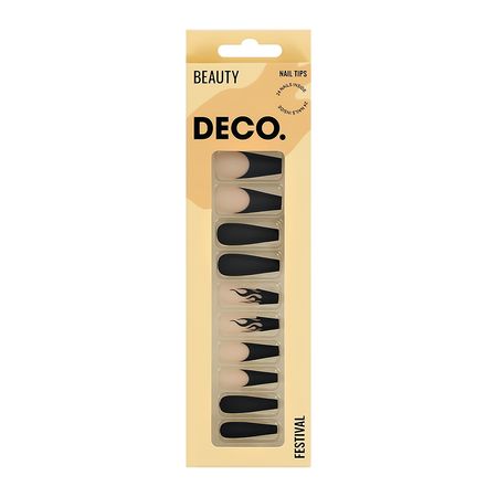 Набор накладных ногтей с клеевыми стикерами DECO. BEAUTY festival black fire 24 шт + клеевые стикеры 24 шт 3d стикеры крыска