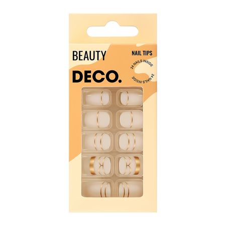 Набор накладных ногтей с клеевыми стикерами DECO. BEAUTY matte gold 24 шт + клеевые стикеры 3d стикеры крыска