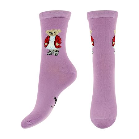 Носки женские MONCHINI BEAR сиреневый 35-37 мишка в платье ластик в чехле bear