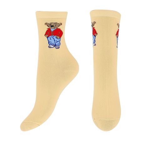 Носки женские MONCHINI BEAR бежевый 38-40 мишка в красной кофте