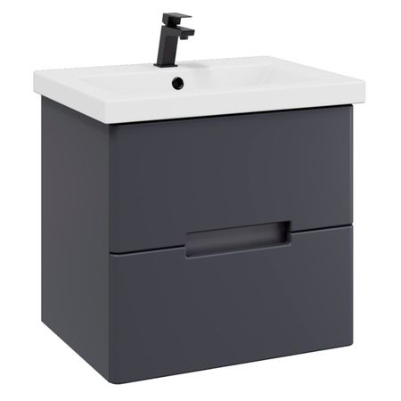 тумба с раковиной подвесная VANNIKA Fetto 60см серый софт тач