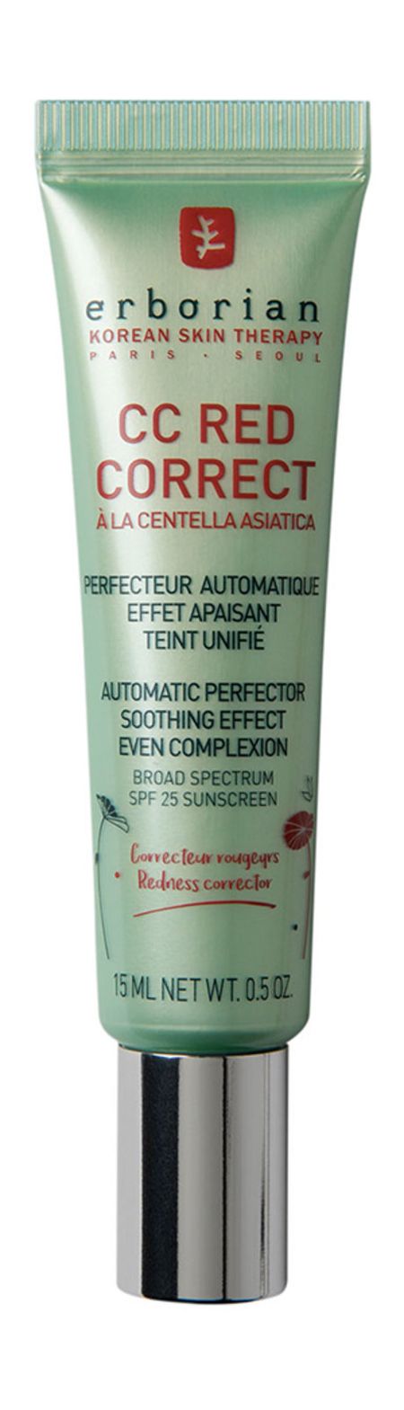 Erborian CC Red Correct Redness Corrector SPF 25 Travel Size полубусины под кожу 10 шт в пакете с подвесом 1 см зеленые