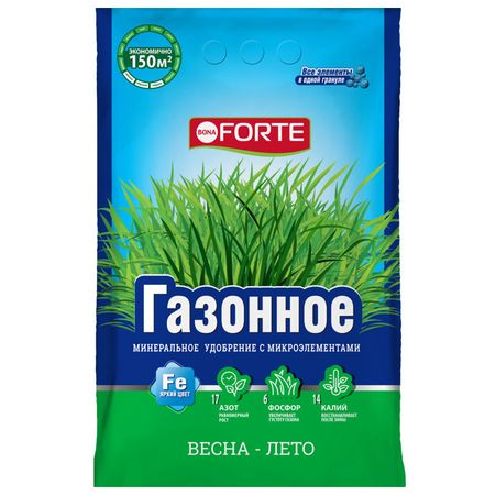 удобрение комплексное гранулированное Bona Forte газонное (весна) с микроэлементами 4,5 кг