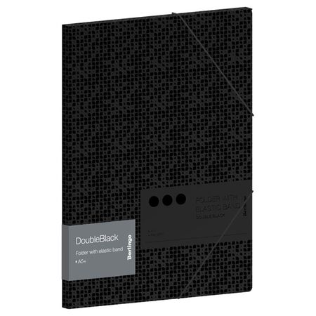 папка для тетрадей Berlingo DoubleBlack А5+ черный на резинке
