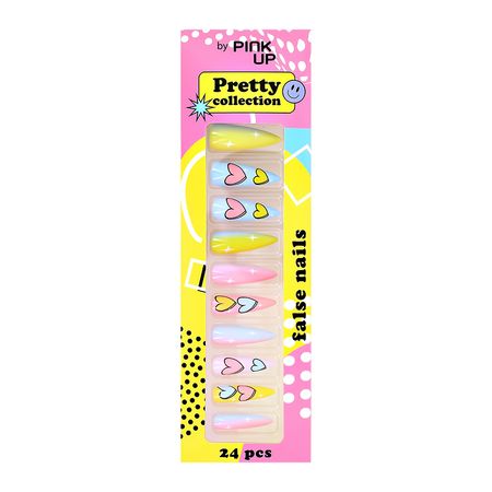 Набор накладных ногтей с клеевыми стикерами PINK UP PRETTY COLLECTION 24 шт+ клеевые стикеры 24 шт тон 01 развивающий   для   картина по номерам стикерами единорог