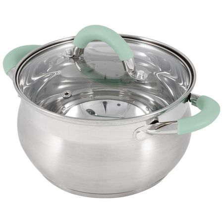 кастрюля MALLONY Mentolo 3,6л 20см нерж.сталь стеклянная крышка индукция