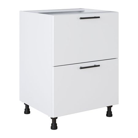 кухонный шкаф напольный Белый лед 820х600х504мм 2 ящика МДФ/ЛДСП
