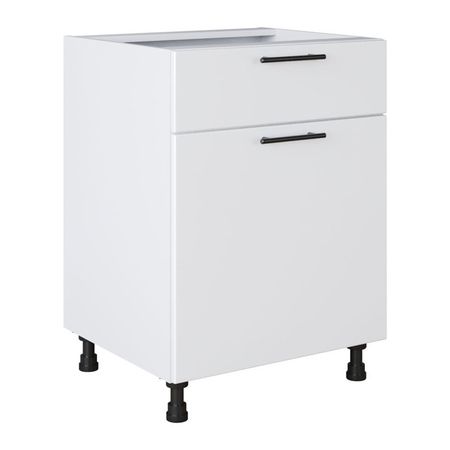 кухонный шкаф напольный Белый лед 820х600х504мм 1 ящик 1 дверь МДФ/ЛДСП