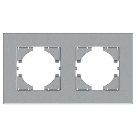 рамка 2 поста GUSI City горизонтальная серебро