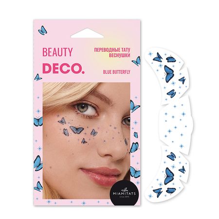 Набор переводных тату-веснушек DECO. FAIRYCORE by Miami tattoos blue butterfly