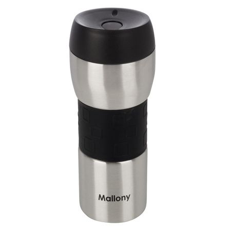термокружка MALLONY Turistica 450мл нерж.сталь, силикон, пластик серебро, черный бутылка складная мороженое силикон 450мл 12 34435 202405 b20