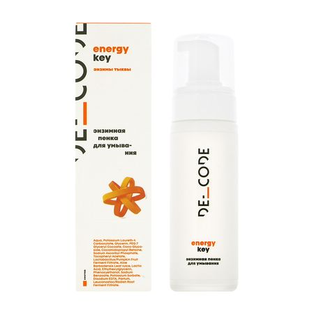 Энзимная пенка для умывания DE_CODE ENERGY KEY с энзимами тыквы и витаминами С и Е для всех типов кожи 150 мл